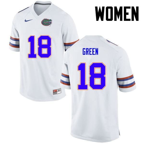 NCAA Florida Gators Daquon Green Women's #18 Nike White Stitched Authentic College Football Jersey GHW8064DA